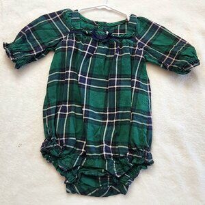 Janie and Jack - Size 3-6 mo Girls - Green Plaid Onesie